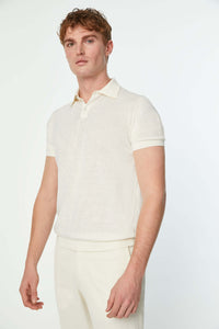 Knit polo in ivory white