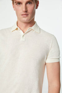 Knit polo in ivory white
