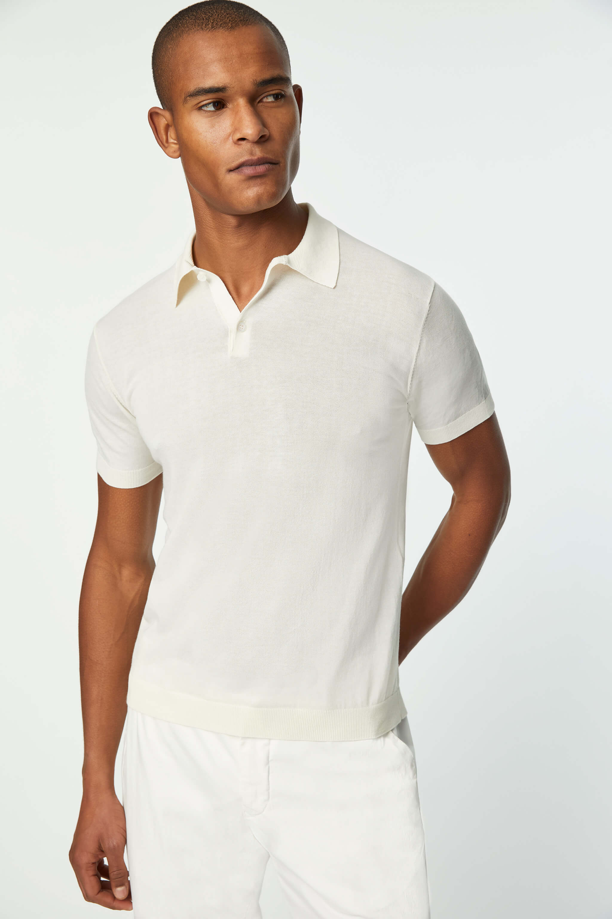 Knit Polo in White