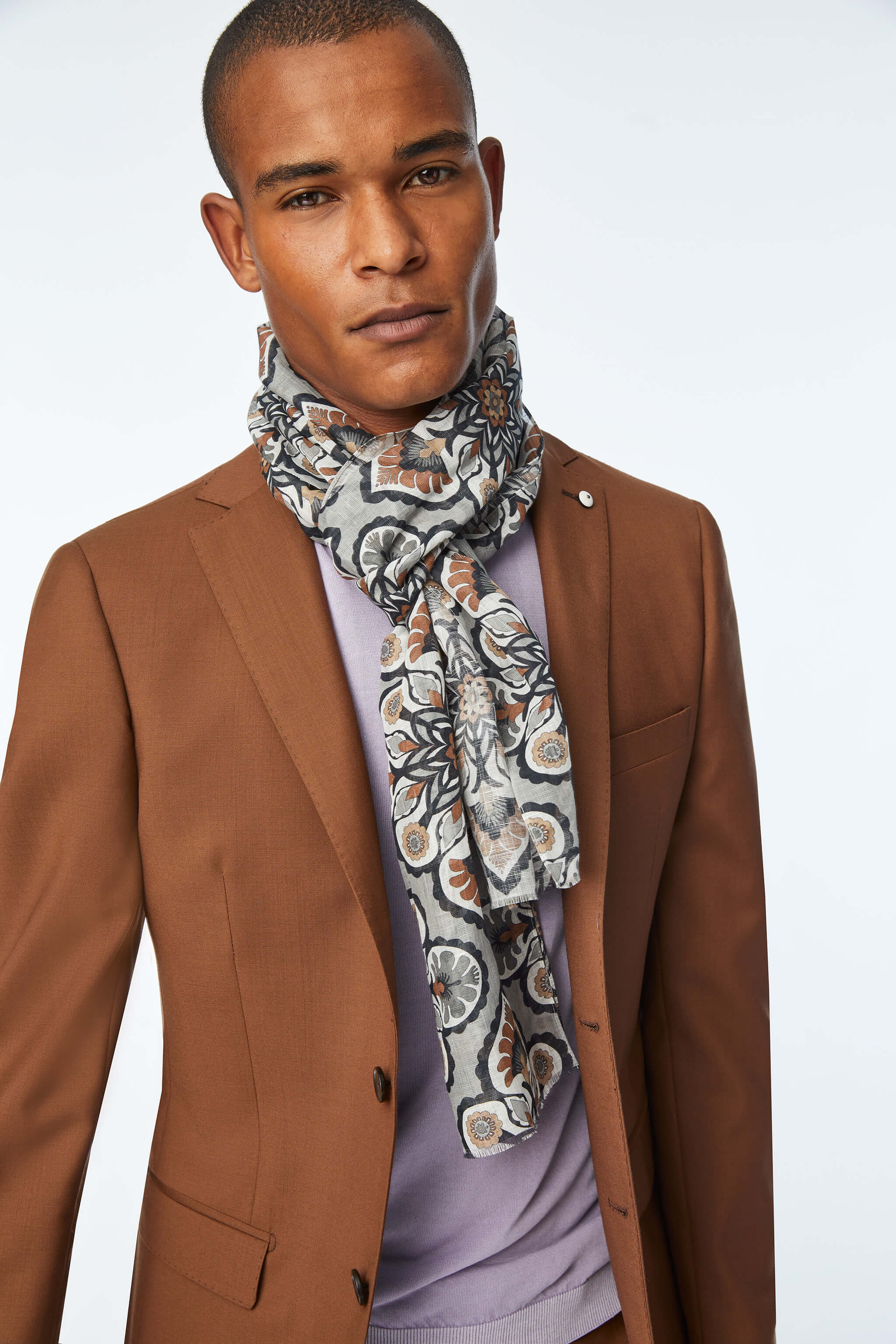 Floral print scarf in Gray